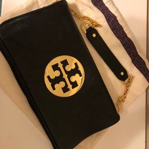 Authentic Tory Burch Black Bombe Reva Clutch